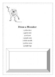 English Worksheet: Draw a monster