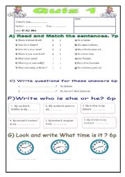English Worksheet: Quiz 