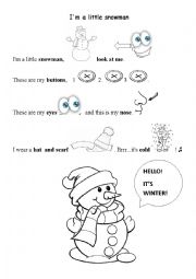English Worksheet: Im a little snowman