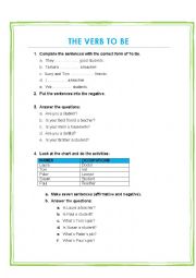 English Worksheet: VERB TO BE