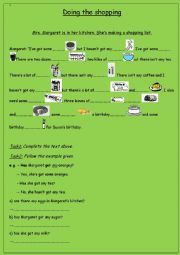 English Worksheet: Doing the shopping