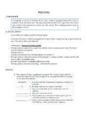 English Worksheet: Writing a paragraph