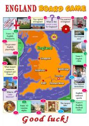 English Worksheet: England board game