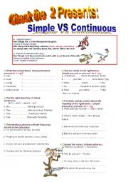 English Worksheet: check present simple and continous