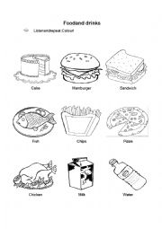 English Worksheet: Food and drinks