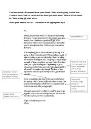 English Worksheet: A holiday in New Zealand (FCE informal email)