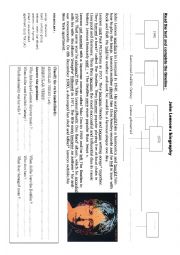 English Worksheet: John Lennons biography