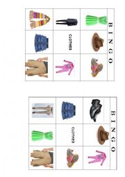 English Worksheet: BINGO ABOUT CLOTHES