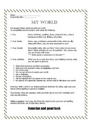 English Worksheet: My world