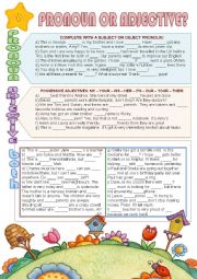 English Worksheet: Pronoun or adjective?