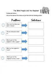 English Worksheet: the blind men and the elephant