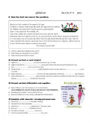 English Worksheet: physical activity