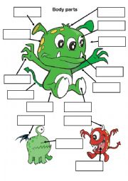 English Worksheet: Monster body and head parts