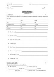 English Worksheet: test have got
