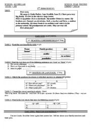 English Worksheet: your family members and their jobs.