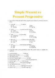 English Worksheet: Simple Present vs Present Progressive