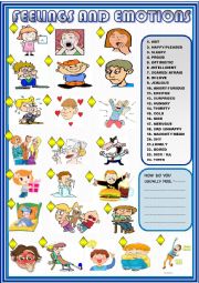 English Worksheet: Feelings and emotions : basic matching for beginners