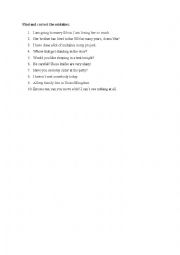 English Worksheet: Correct the mistakes