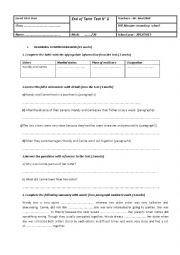 English Worksheet: End of Term Test