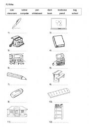 English Worksheet: Classroom - School