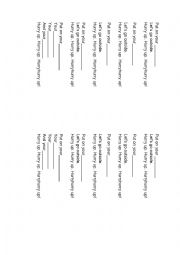 English Worksheet: Put your jacket on