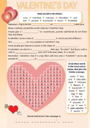 Valentines Day  ♥ Word search ♥