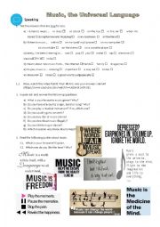 English Worksheet: Music, the universal language