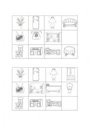 English Worksheet:  House Furniture Bingo