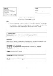 English Worksheet: An Occurance at Owl Creek Bridge