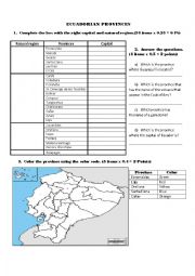 English Worksheet: Ecuadorian provinces
