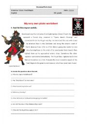 English Worksheet: My very own Pirate Worksheet