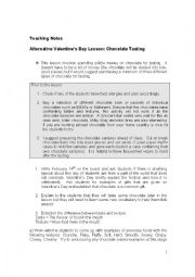 English Worksheet: Alternative Valentines Day Lesson: Chocolate Tasting