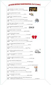 English Worksheet: Key word sentence transformations for FCE