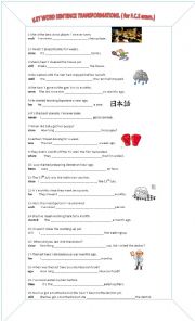 Key word sentence transformations for FCE