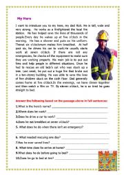 English Worksheet: My Hero