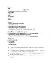 English Worksheet: natural disasters