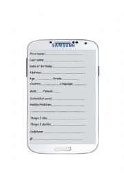 English Worksheet: About me - in muy Samsung