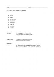 English Worksheet: Vocabulary 3rd Grade