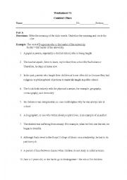 English Worksheet: context clues