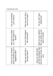 English Worksheet: Dream discussion cards 