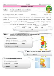 English Worksheet: possessive adjectives