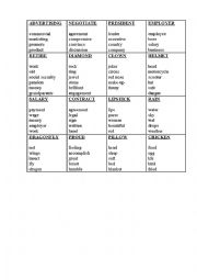 English Worksheet: Taboo cards