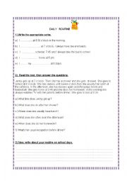 English Worksheet: Daily routine