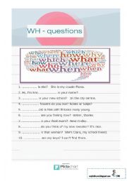 English Worksheet: WH - questions practice