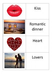English Worksheet: Valentine vocabulary cards part 2