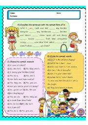 English Worksheet: To Be Present Simple- Am Is Are