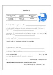 English Worksheet: Computer Test for Elementary Students