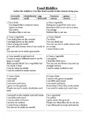 English Worksheet: food riddles