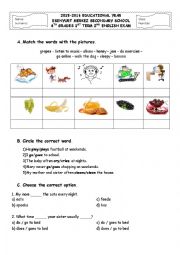 English Worksheet: 6th grade exam