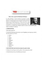English Worksheet: Ted talk: What makes a good life?